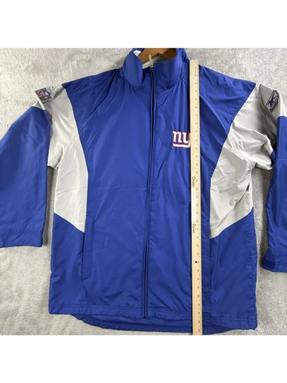 New York Giants Jacket Mens Large Blue NFL Football Reebok On Field Windbreaker